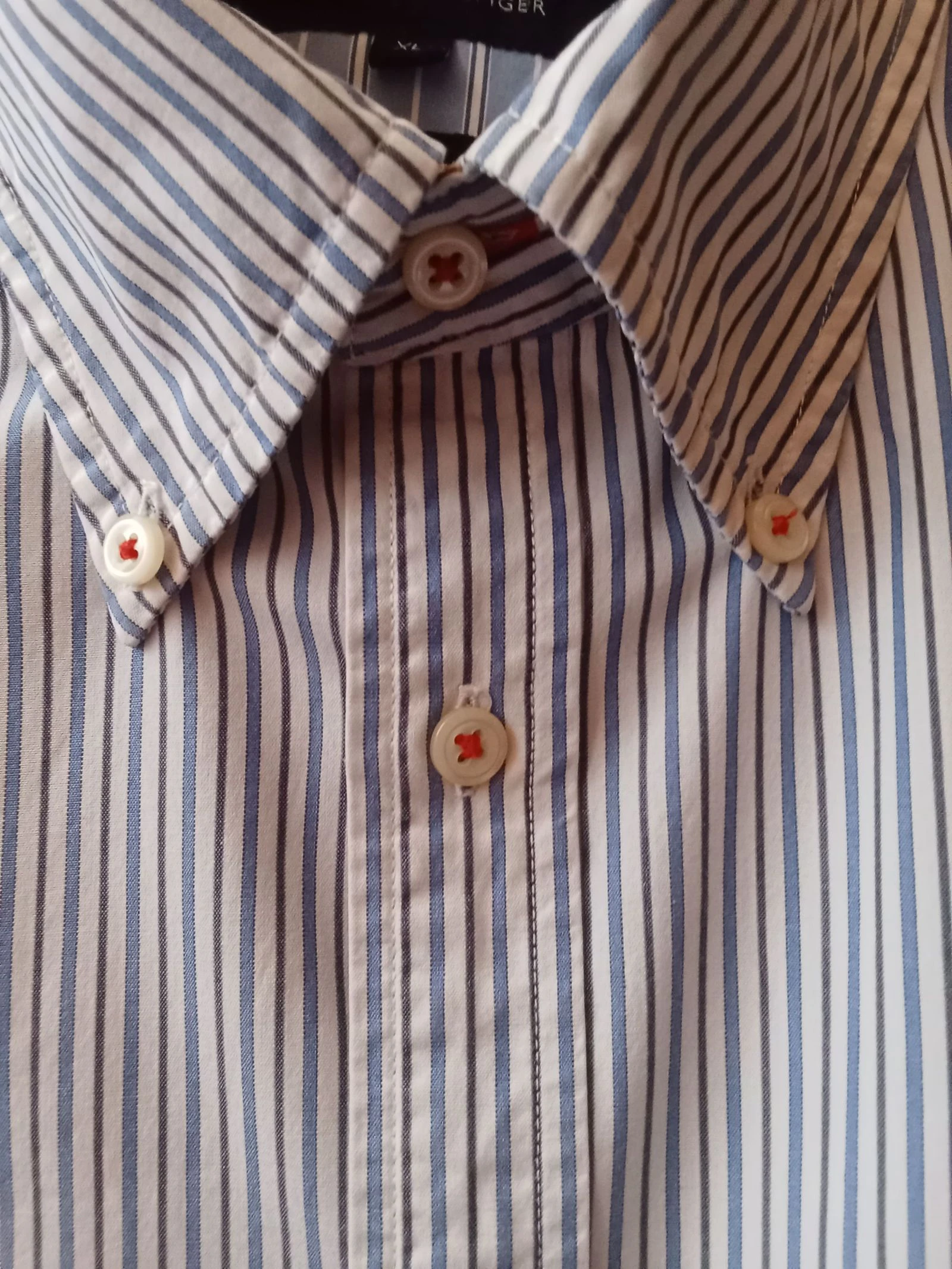 Camisa de homem riscas azuis e brancas tamanho XL nova 100% algodão – photo 7